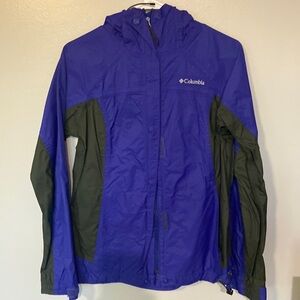 Columbia Omni Tech Water Resistant Rain Jacket Women’s S Blue & Gray EUC